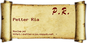 Petter Ria névjegykártya